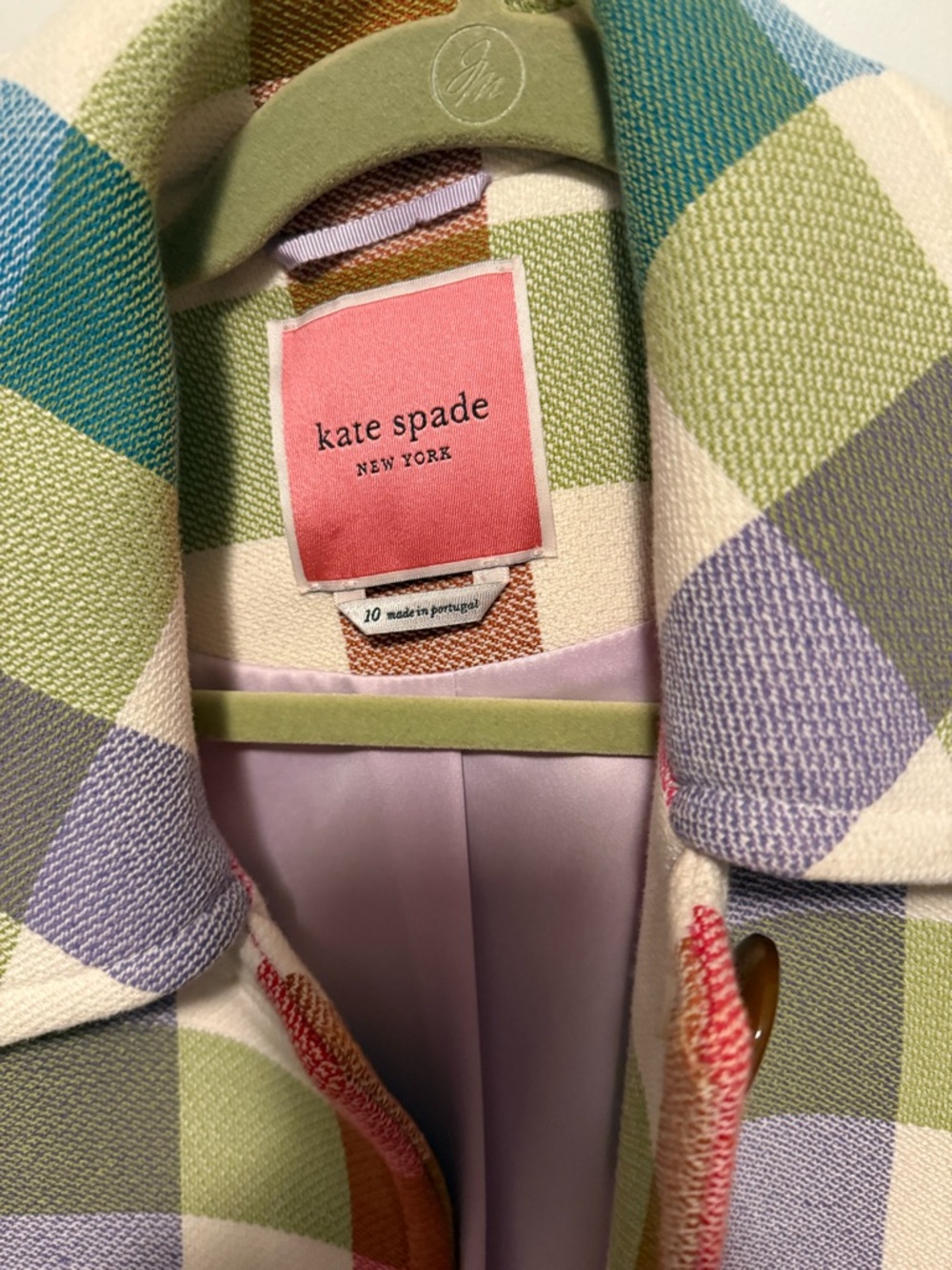 kate spade Pastel Checkered Button-Front Peacoat - Picture 4 of 4